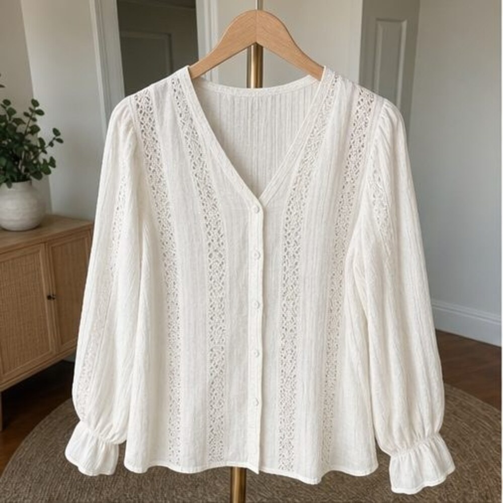Ivory V Neck Top